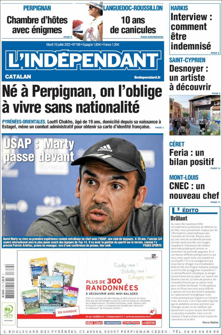 Portada de Le Indépendant (Francia)