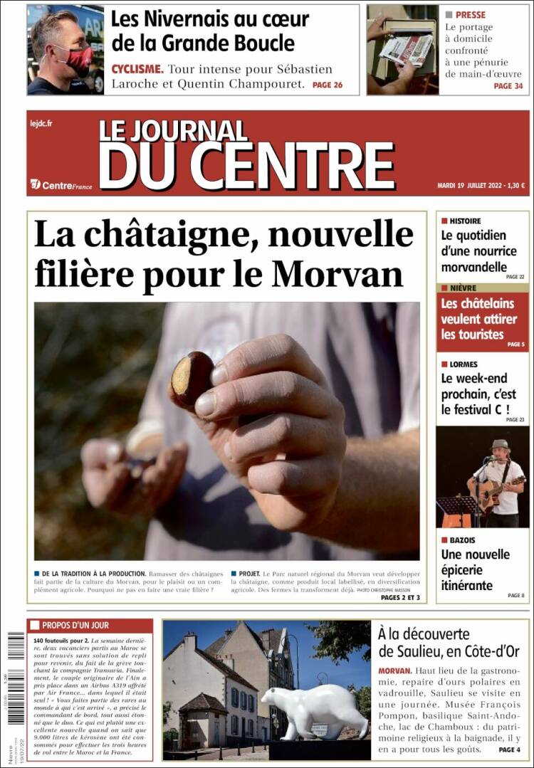 Portada de Le Journal du Centre (Francia)