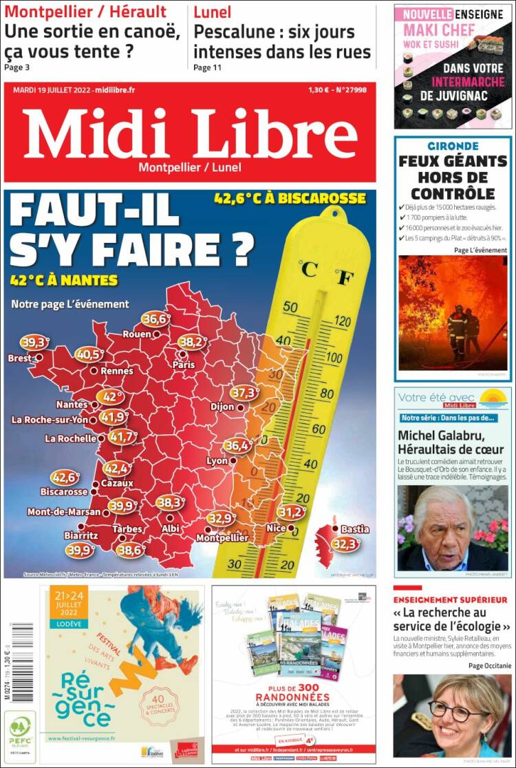Portada de Midi Libre (Francia)