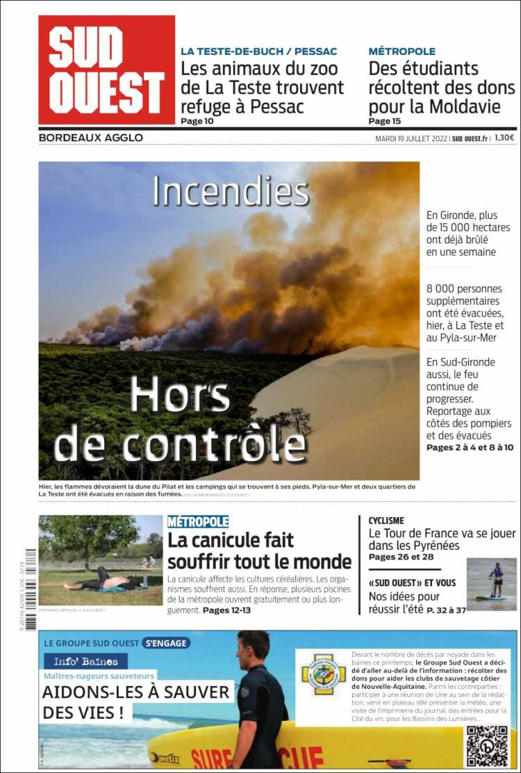 Portada de Sud Ouest (Francia)