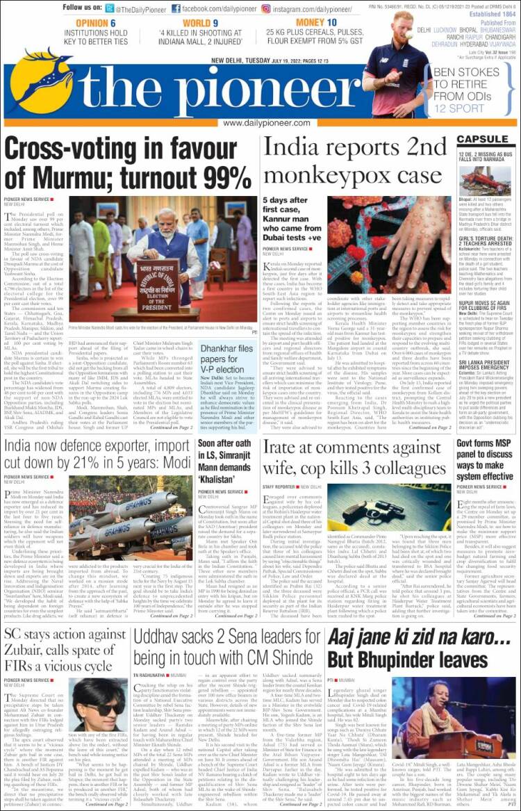 Portada de The Pioneer (India)