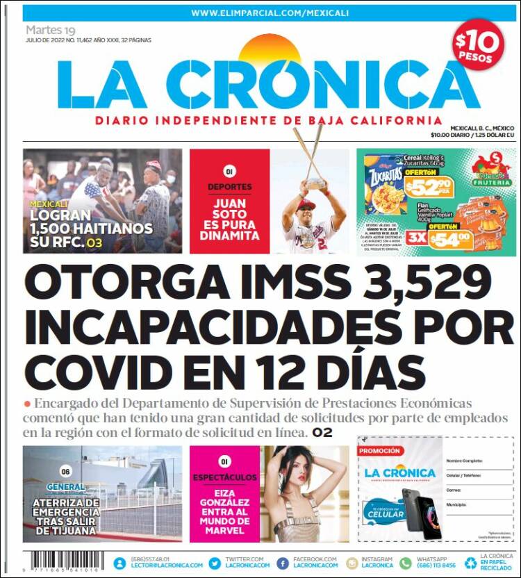 Portada de La Crónica de Baja California (M&eacute;xico)