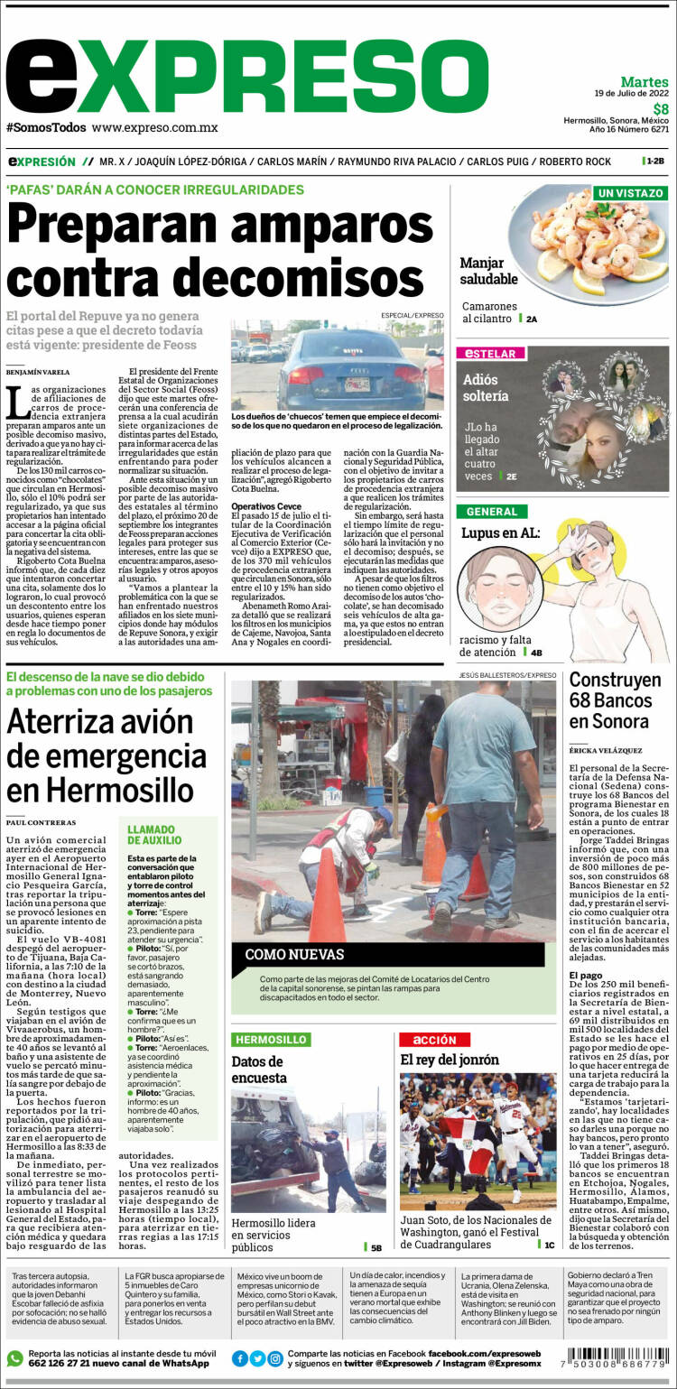 Portada de Expreso (M&eacute;xico)