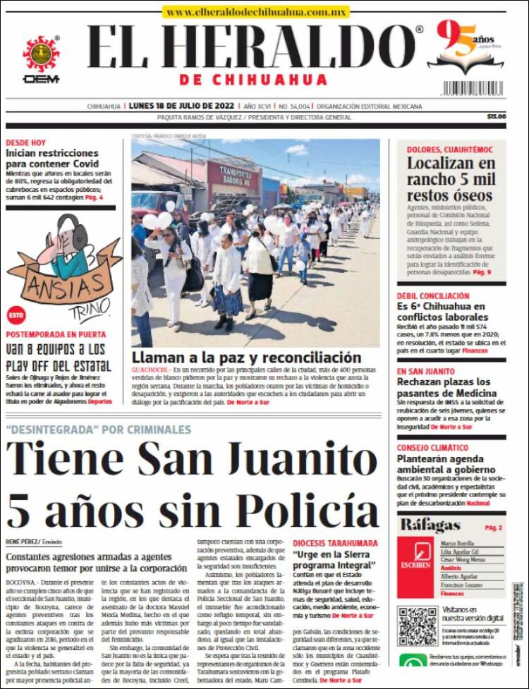 Portada de El Heraldo de Chihuahua (M&eacute;xico)
