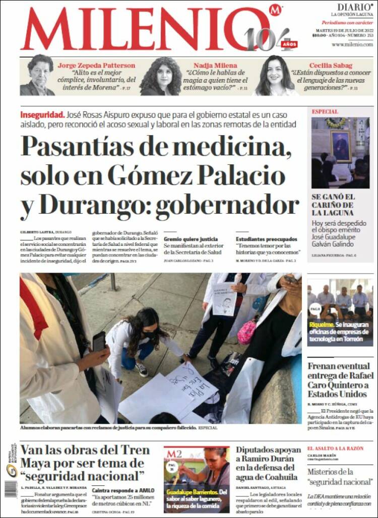 Portada de Milenio - Laguna (M&eacute;xico)