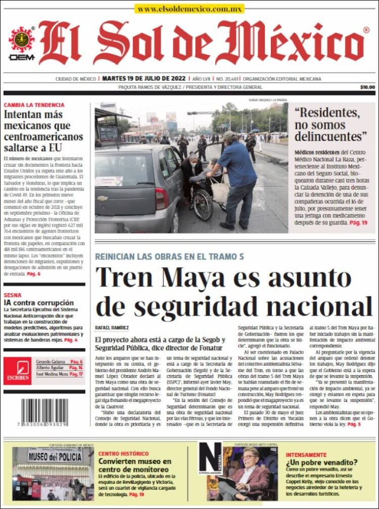 Portada de El Sol de México (M&eacute;xico)