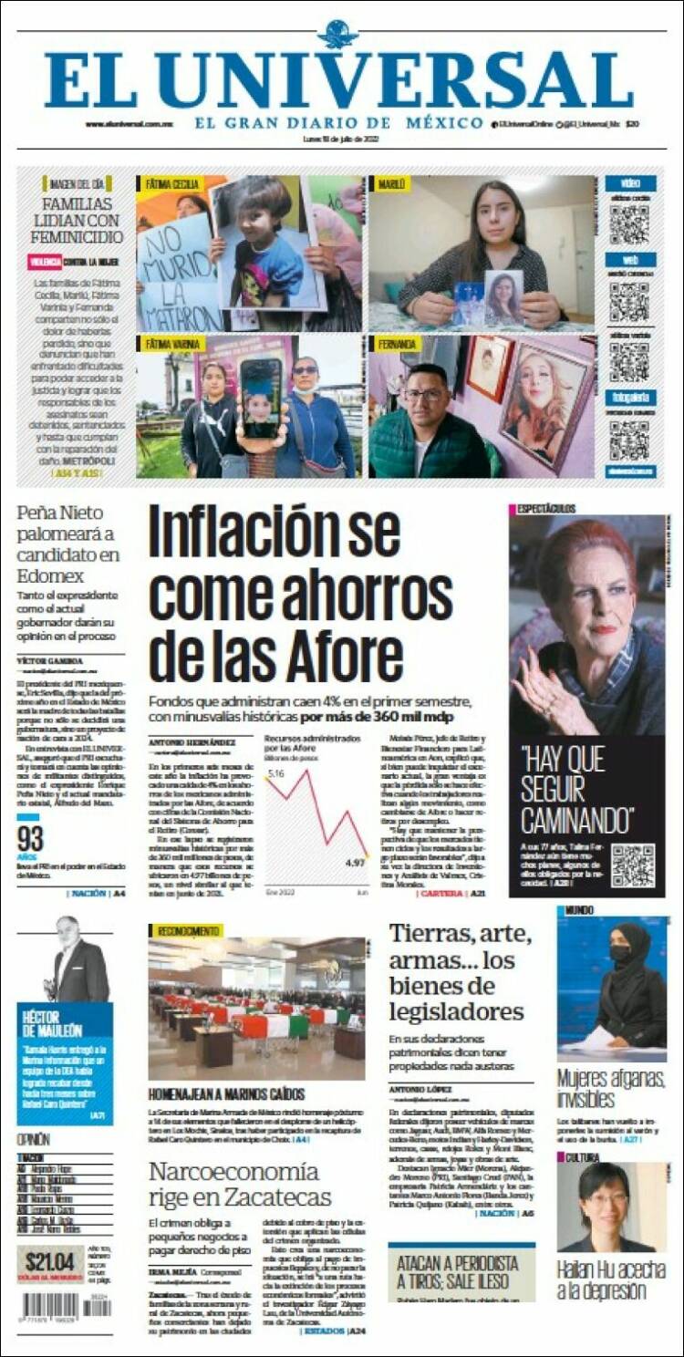 Portada de El Universal (M&eacute;xico)