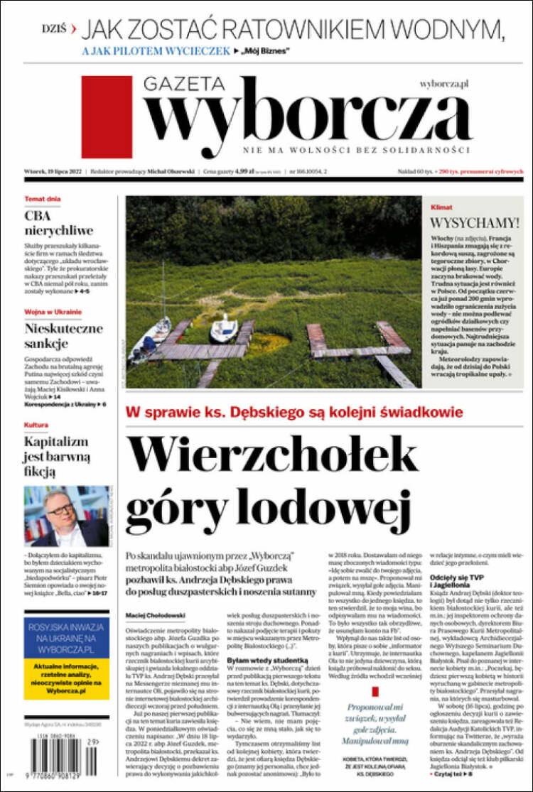 Portada de Gazeta Wyborcza (Polonia)
