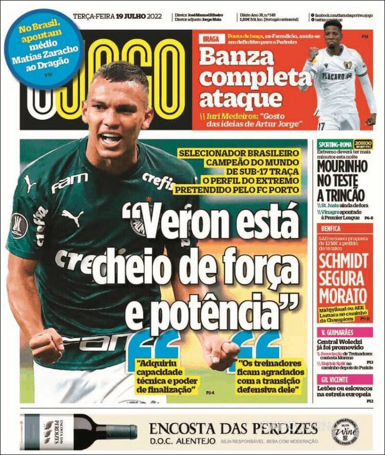 Portada de O Jogo (Portugal)