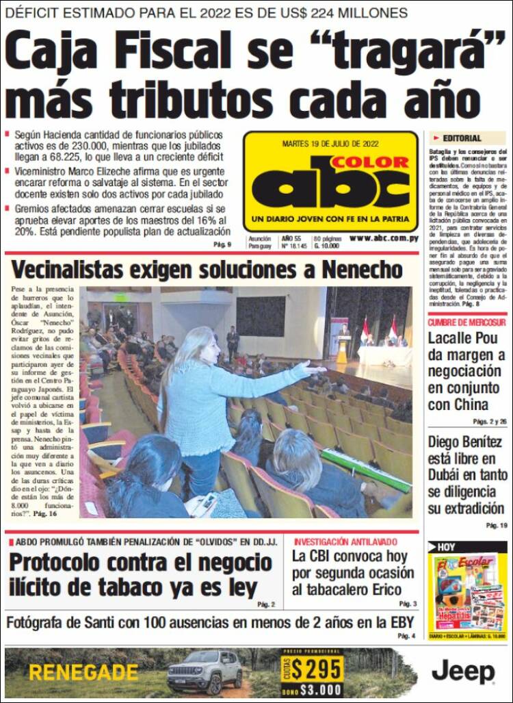 Portada de ABC Color (Paraguay)