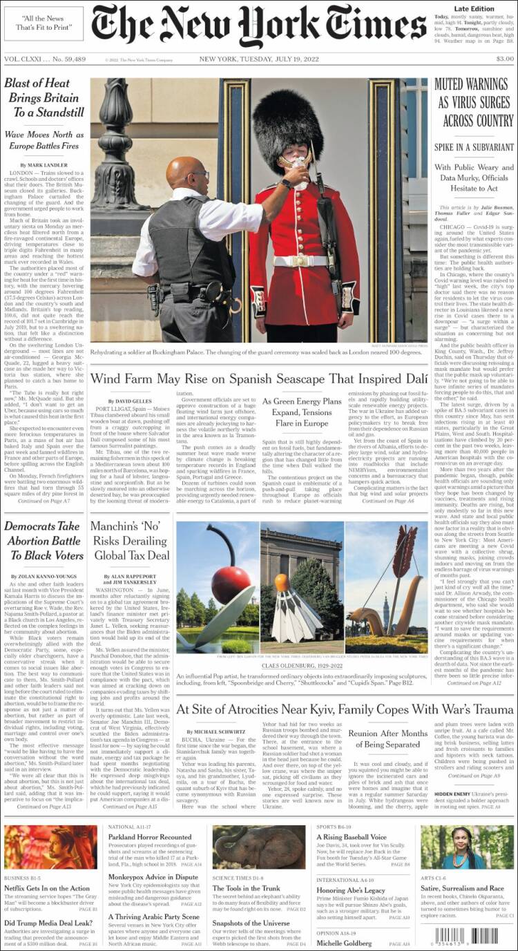 Portada de New York Times (USA)