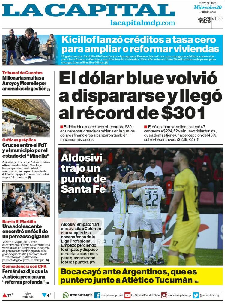 Portada de Diario La Capital - Mar del Plata (Argentina)