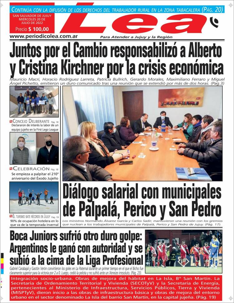 Portada de Periódico Lea (Argentina)