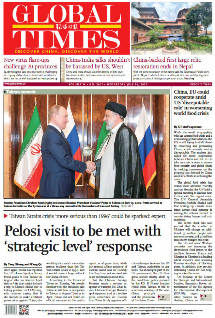 Portada de The Global Times (China)