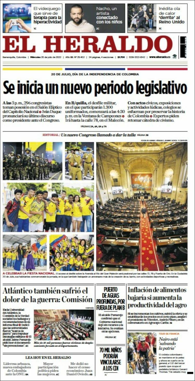 Portada de El Heraldo (Colombia)
