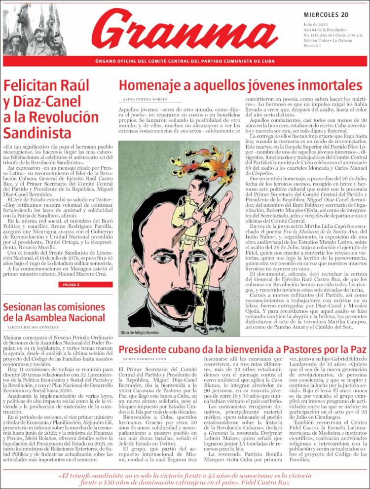 Portada de Granma (Cuba)