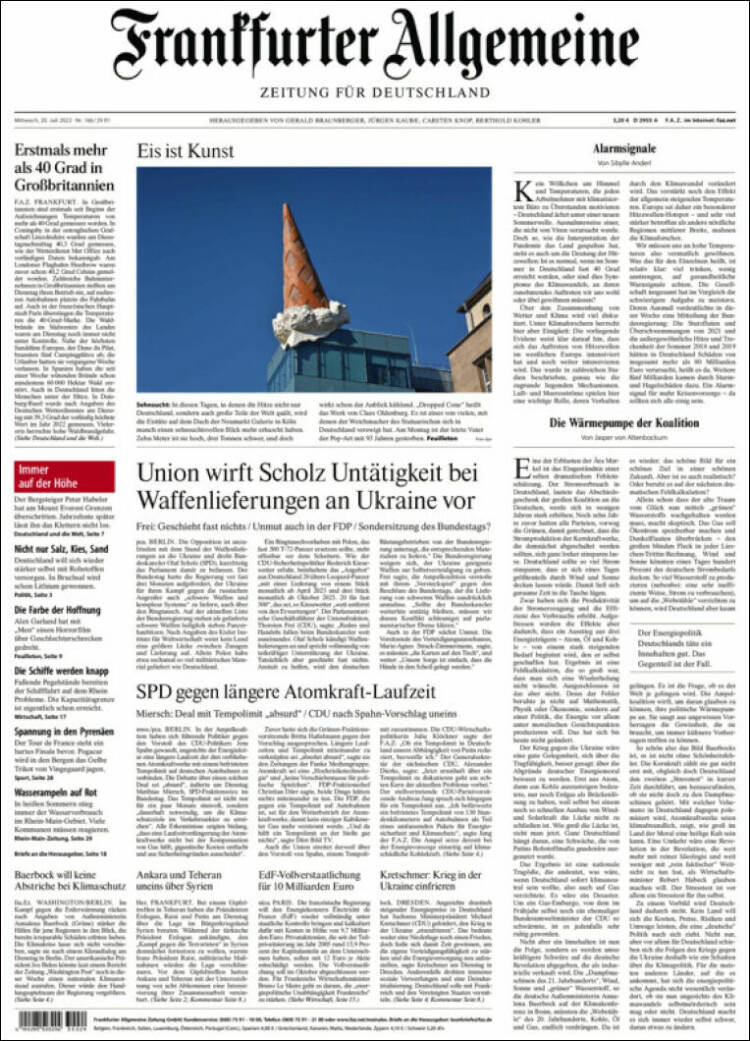 Portada de Frankfurter Allgemeine (Allemagne)