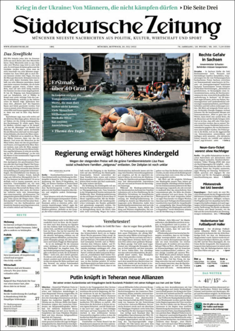 Portada de Sueddeutsche (Allemagne)