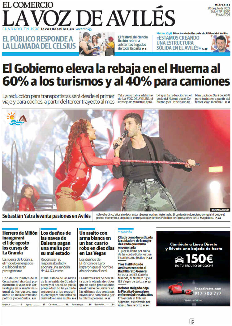 Portada de El Comercio - Avilés (España)