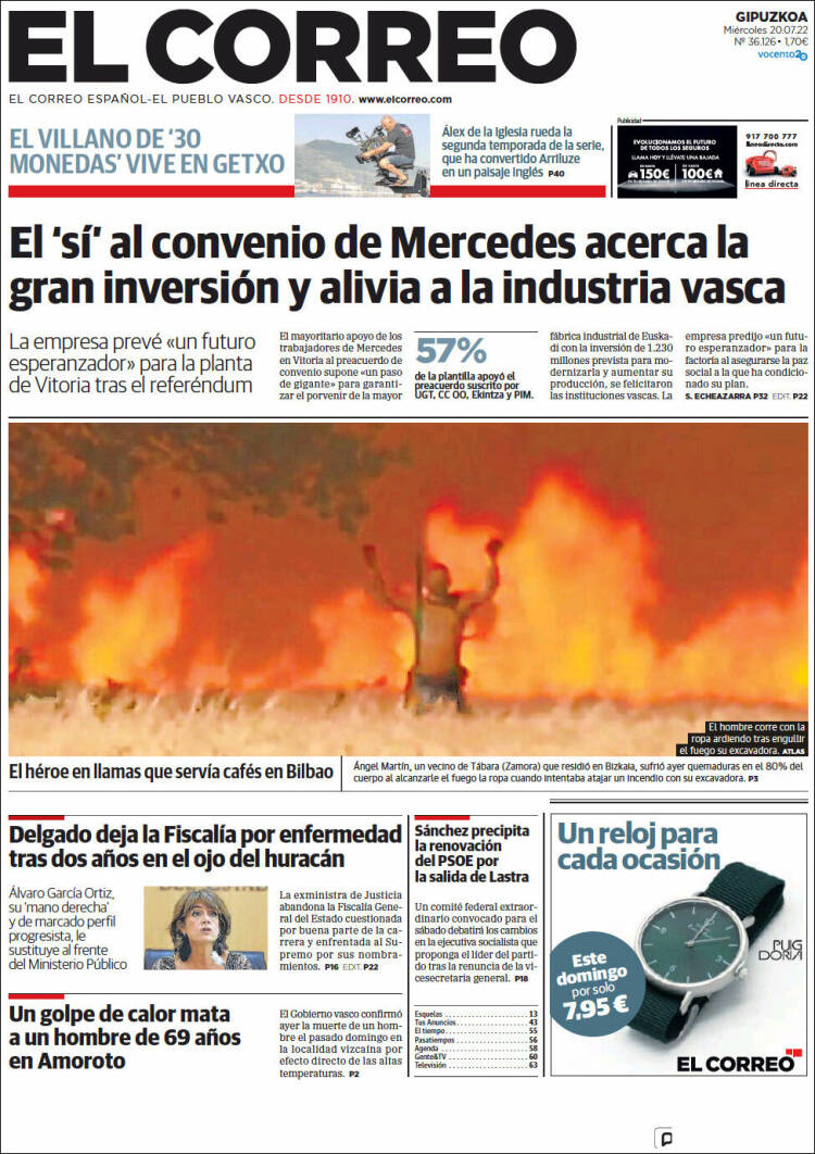 Portada de El Correo - Guipuzcoa (España)