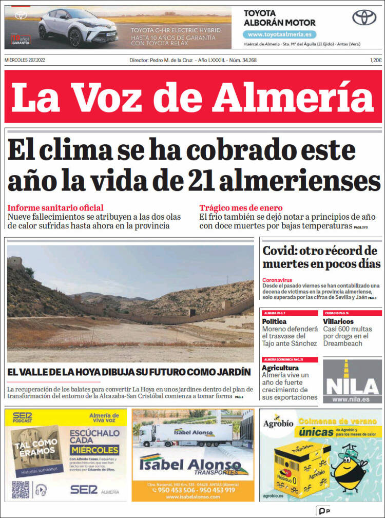 Portada de La Voz de Almería (España)