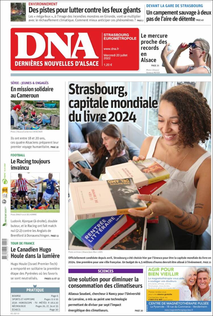 Portada de Les Dernières Nouvelles d'Alsace (France)