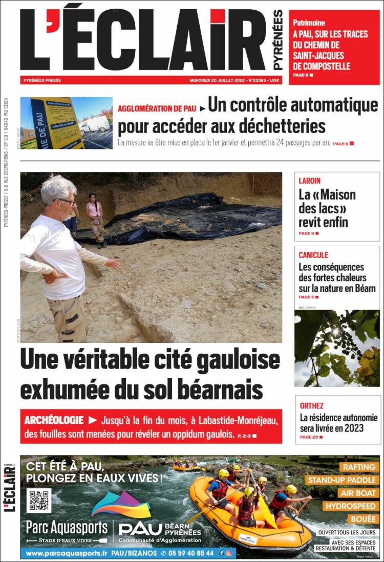 Portada de L'Eclair des Pyrénées (France)
