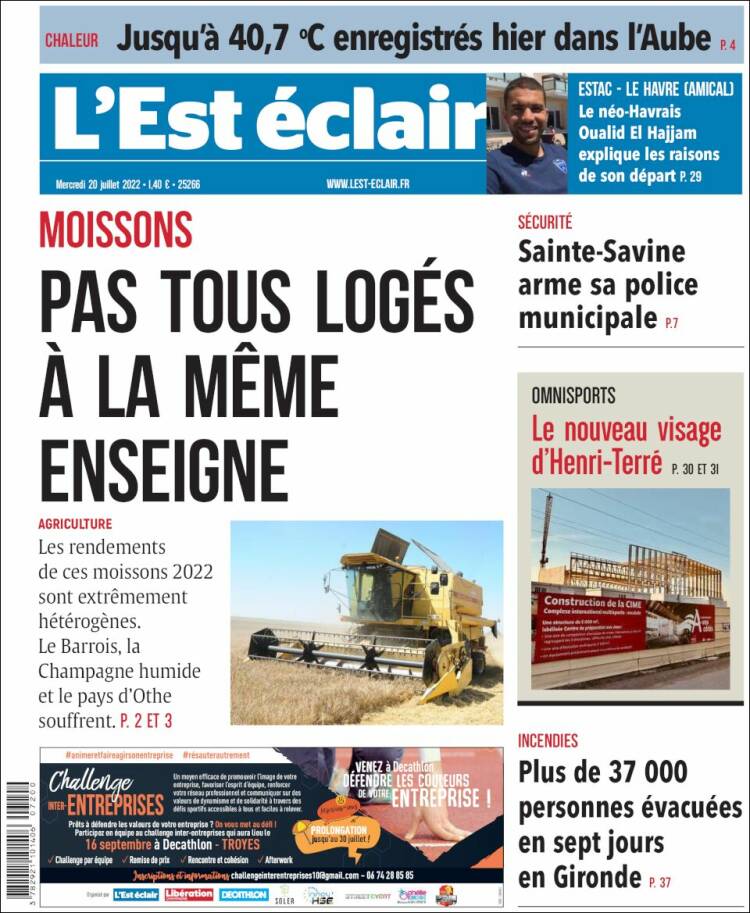 Portada de L'Est Eclair (France)
