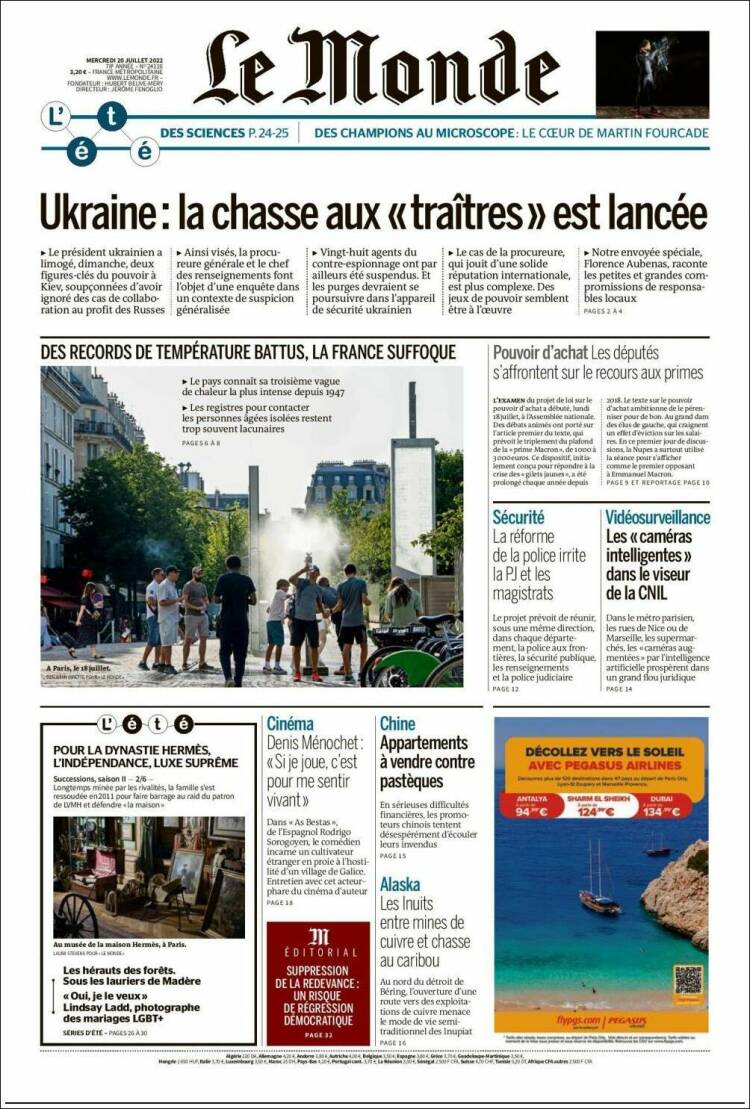 Portada de Le Monde (France)