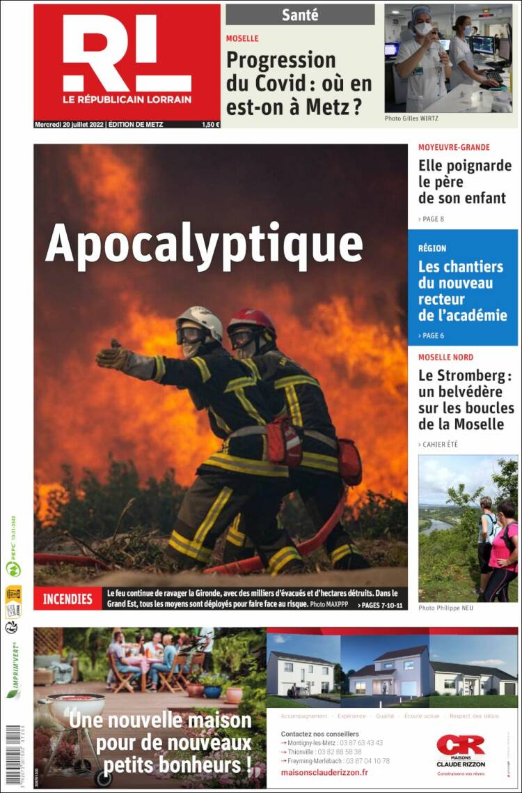 Portada de Le Republicain Lorrain (France)