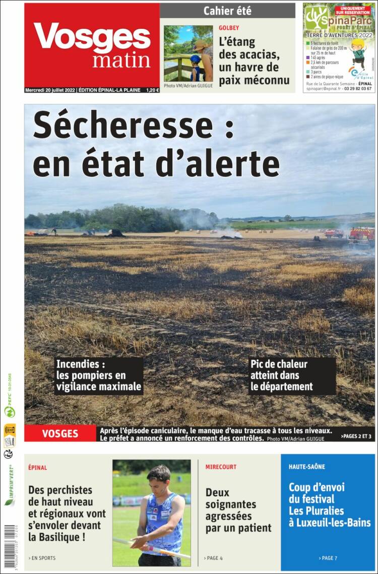 Portada de Vosges Matin (France)