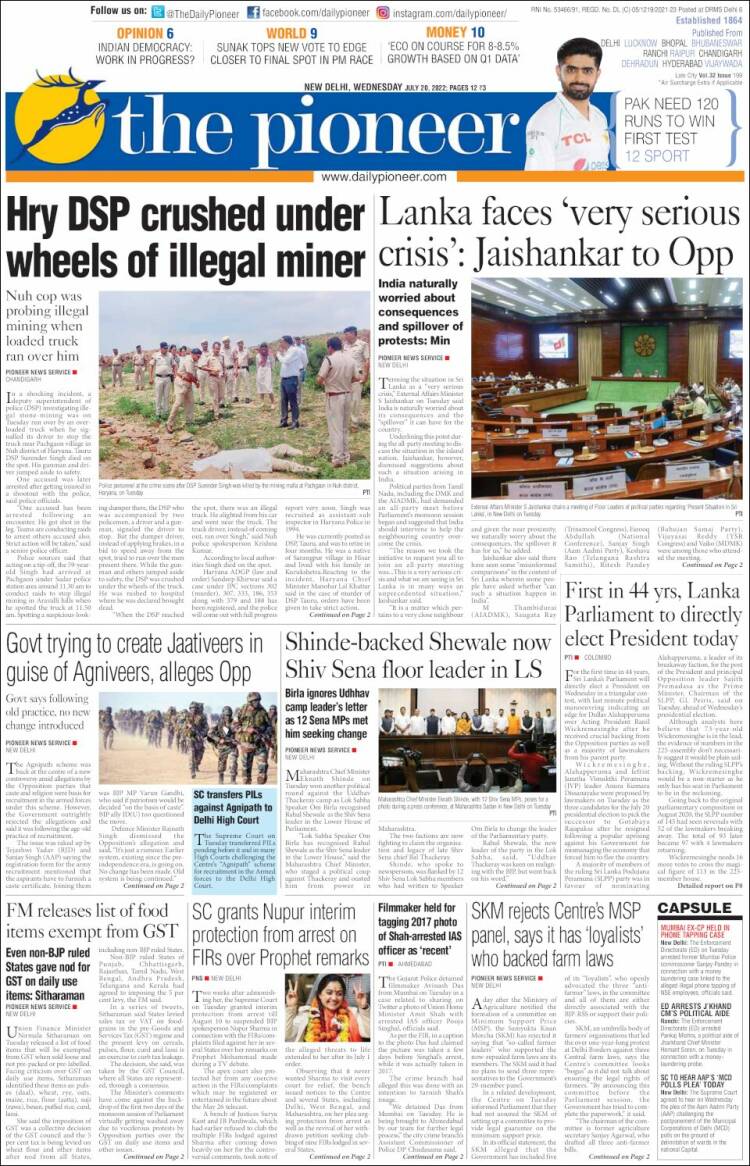 Portada de The Pioneer (India)