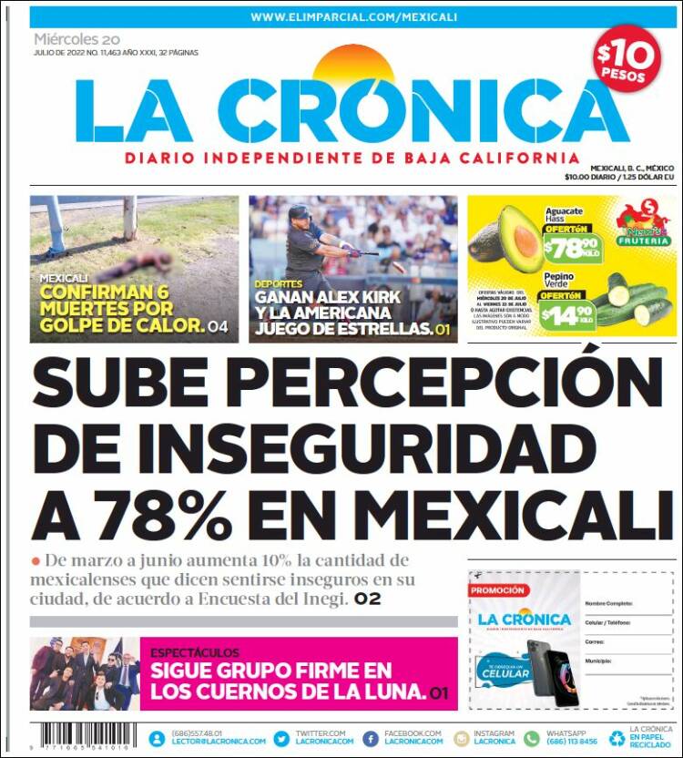 Portada de La Crónica de Baja California (México)