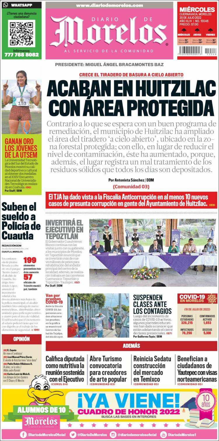 Portada de Diario de Morelos (México)