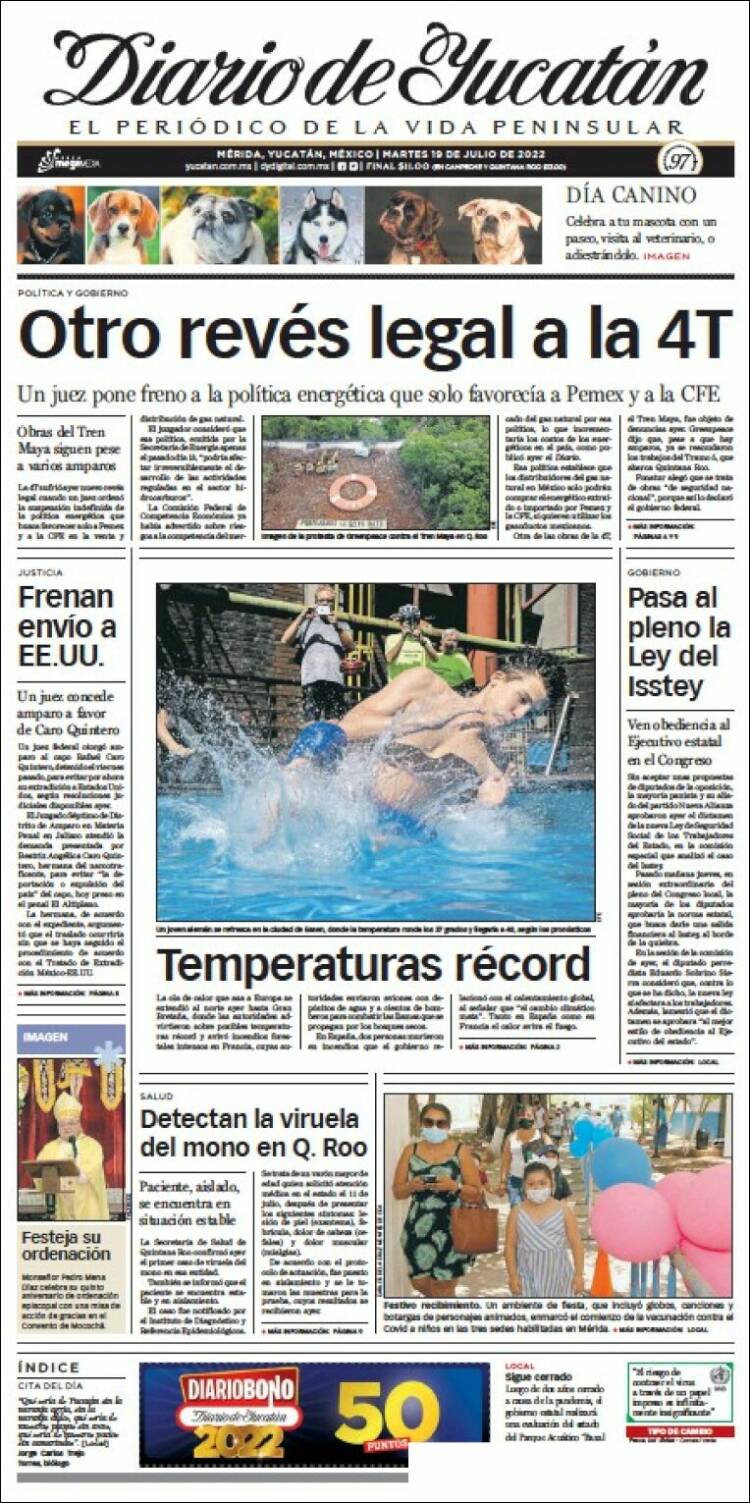Portada de Diario de Yucatán (México)