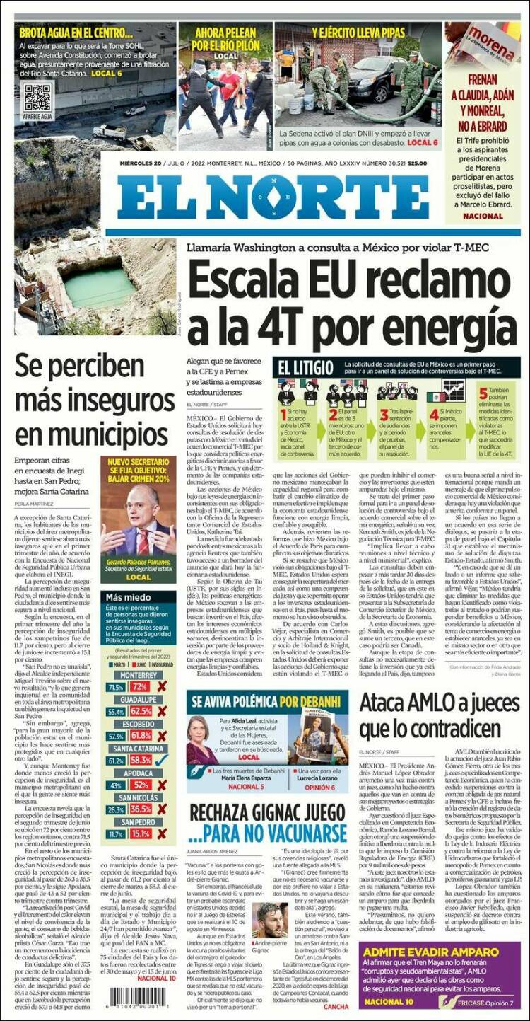 Portada de El Norte (México)