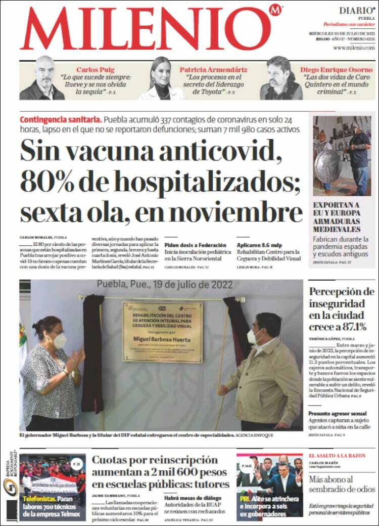 Portada de Milenio de Puebla (México)