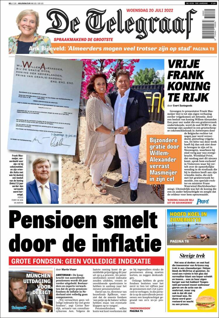 Portada de De Telegraaf (Pa&iacute;ses Bajos)
