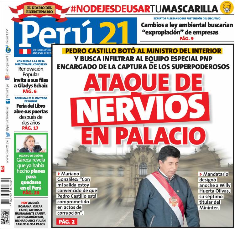 Portada de Perú 21 (Per&uacute;)