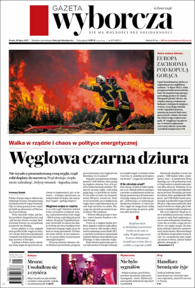 Portada de Gazeta Wyborcza (Pologne)