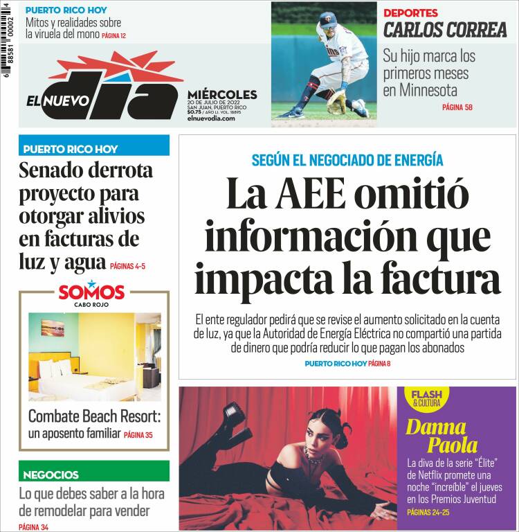 Portada de El Nuevo Día (Puerto Rico)
