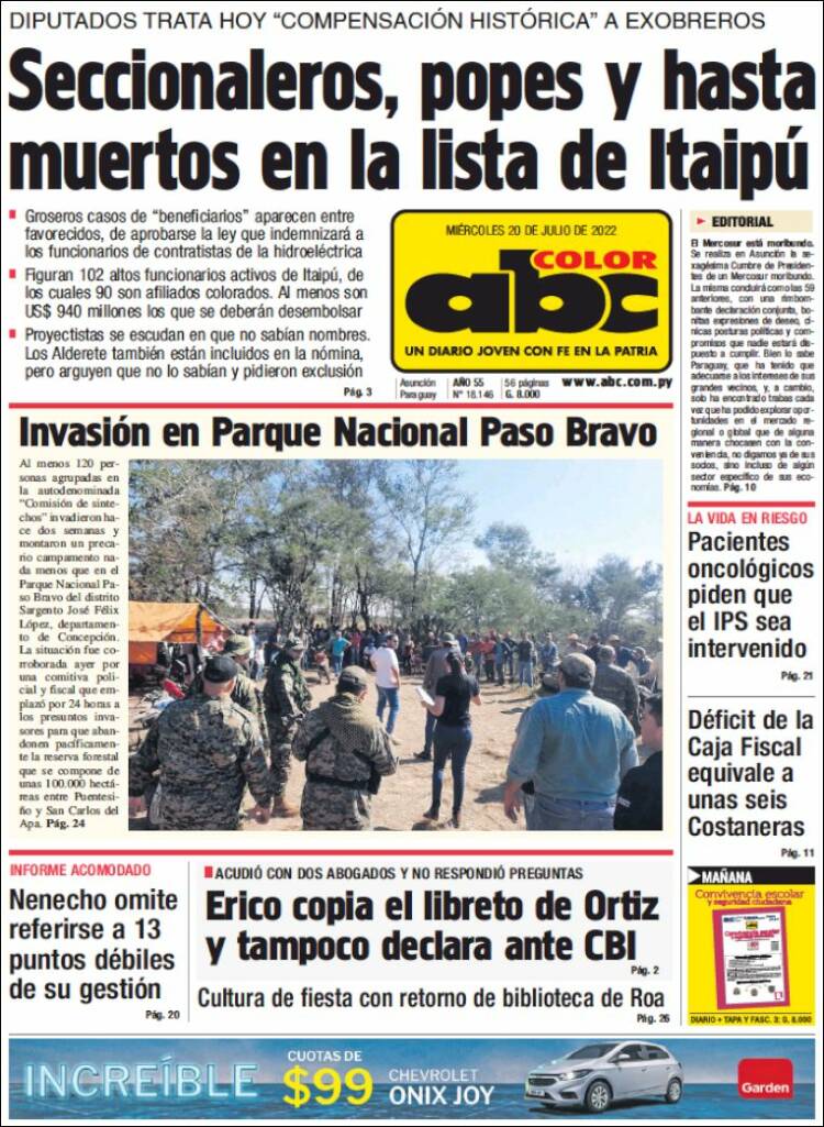 Portada de ABC Color (Paraguay)