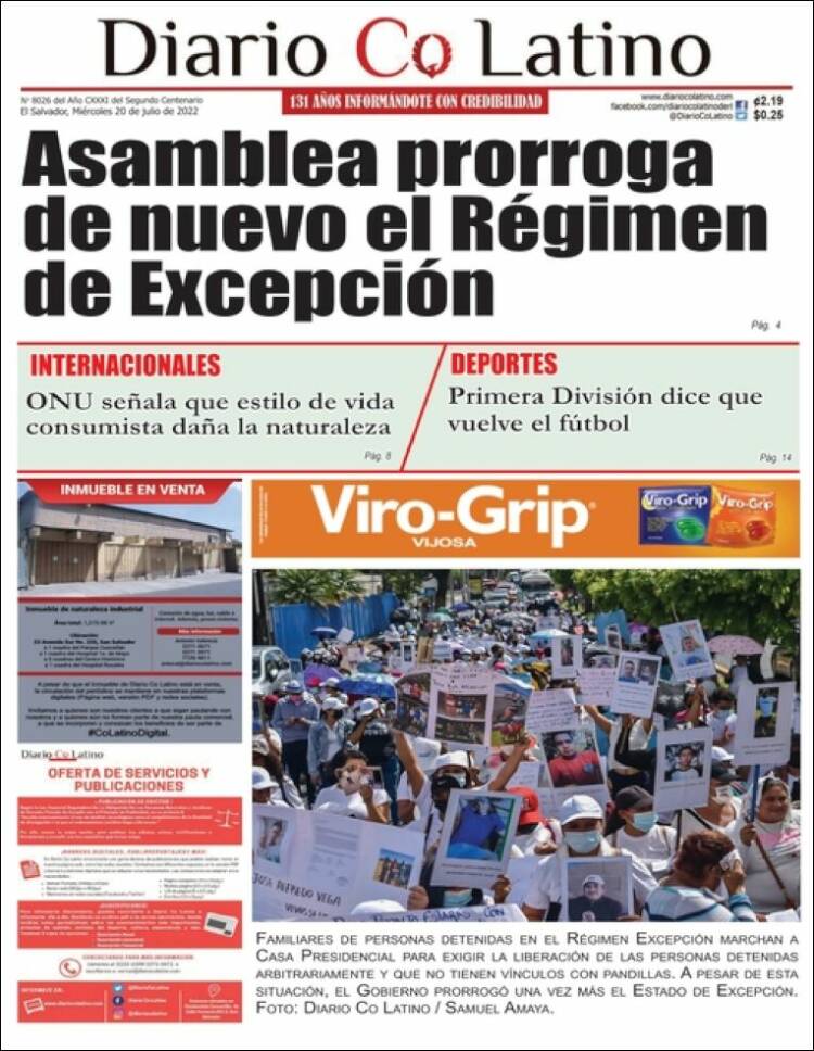 Portada de Diario Co Latino (El Salvador)