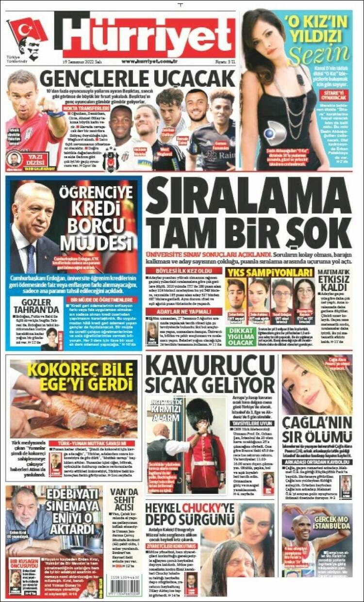 Portada de Hürriyet (Turqu&iacute;a)