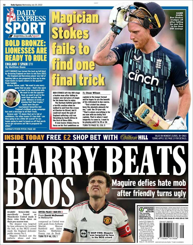 Portada de Daily Express (Reino Unido)