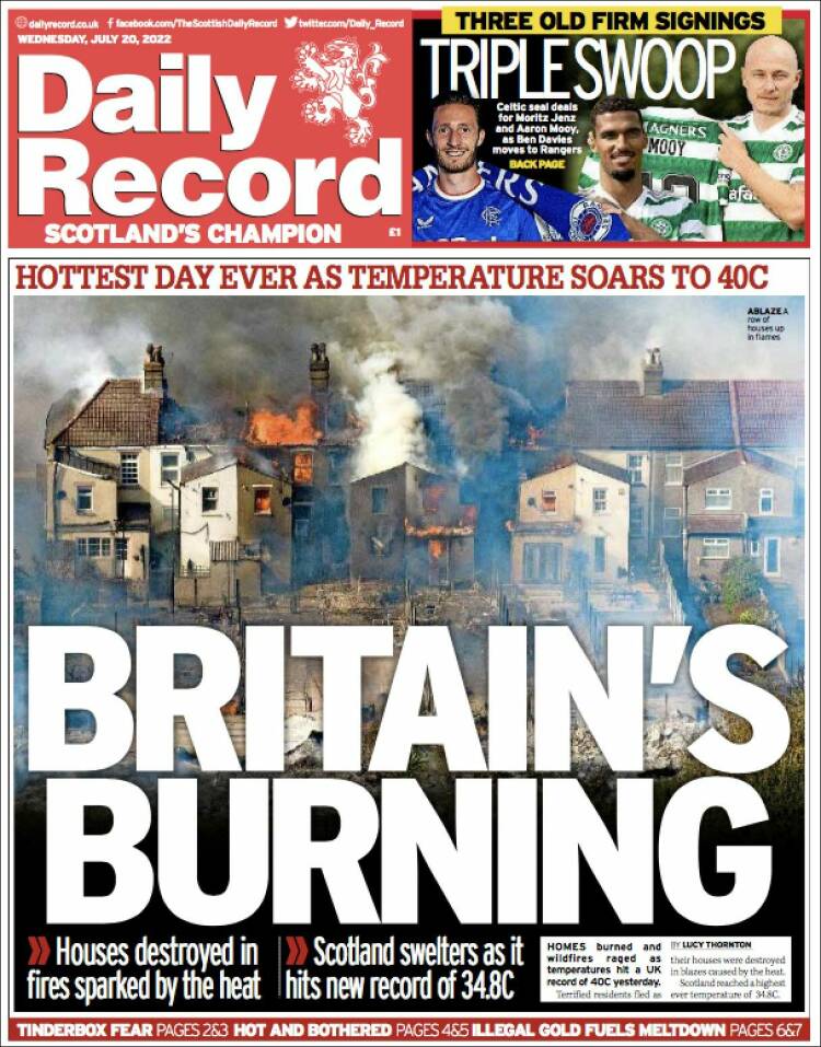 Portada de Daily Record (Royaume-Uni)