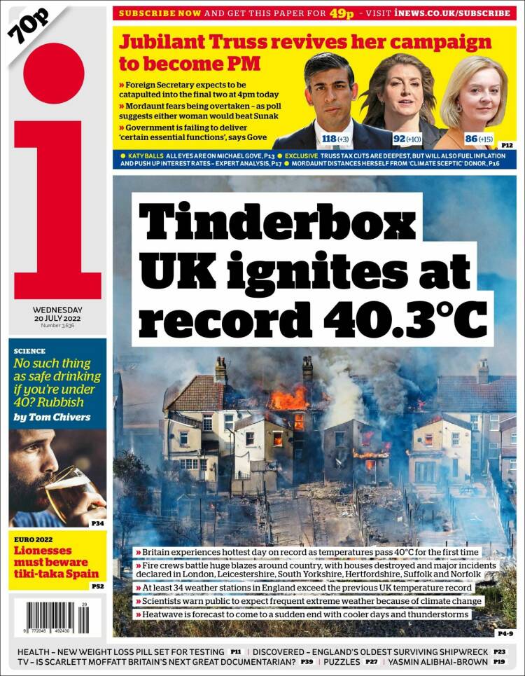 Portada de The i (Reino Unido)