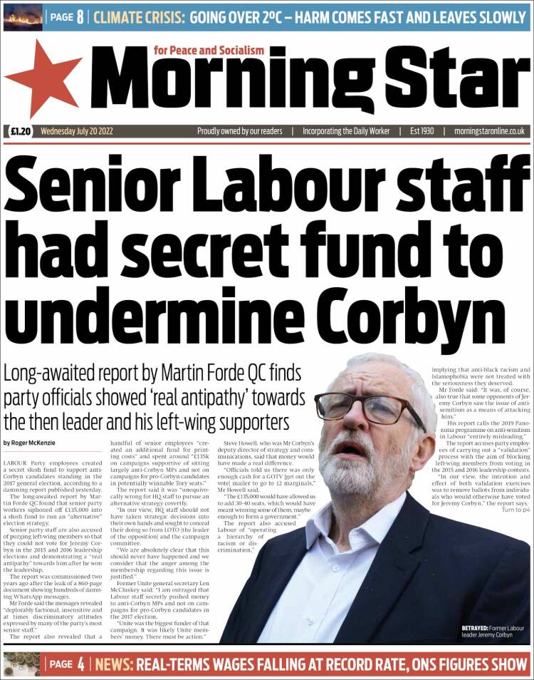 Portada de Morning Star (Royaume-Uni)