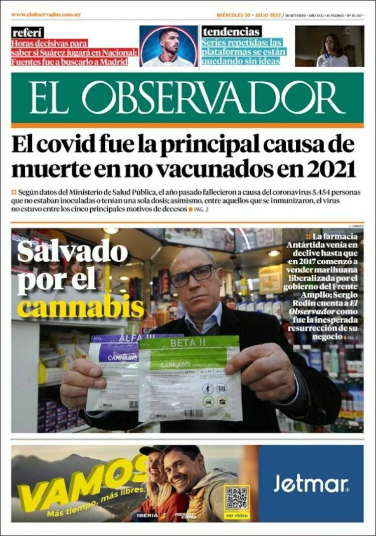 Portada de El Observador (Uruguay)
