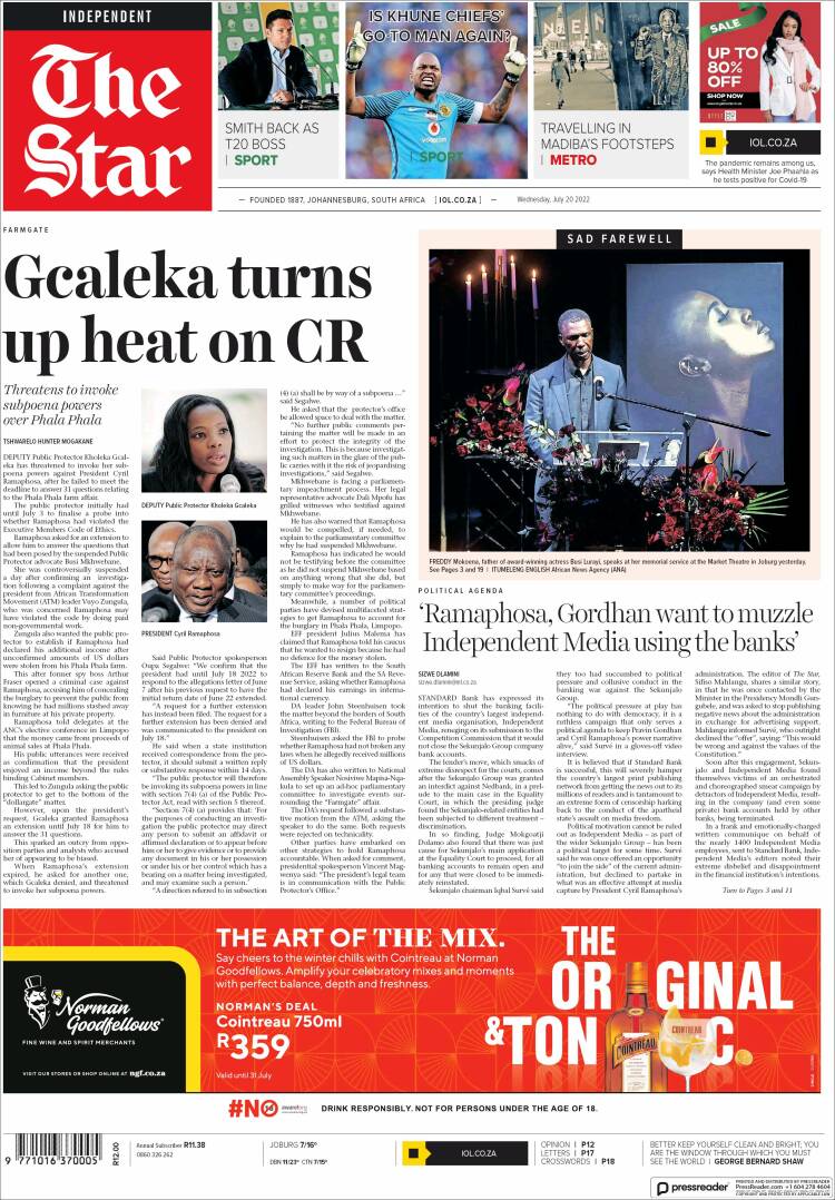 Portada de The Star (Sud&aacute;frica)